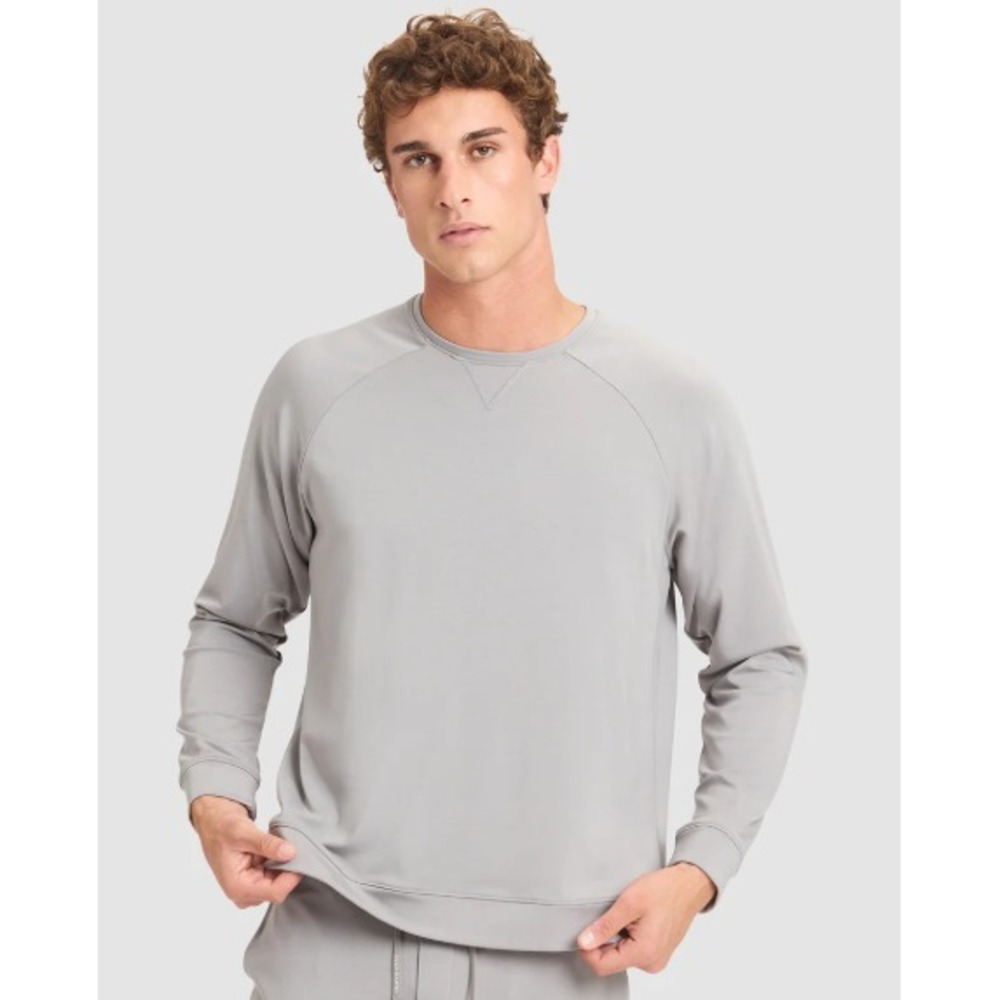 Cozy Earth Crew Mens 2XL Light‎ Gray Bamboo Top Long Sleeve Lounge NWT